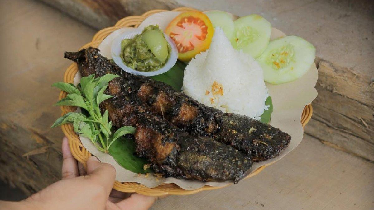 REKOMENDASI KULINER KLATEN: Ikan lele bakar yang disajikan dengan nasi putih, lalapan, dan sambal hijau