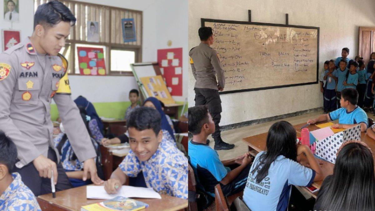 Momen Ipda Afan Harapansyah saat mengajar.