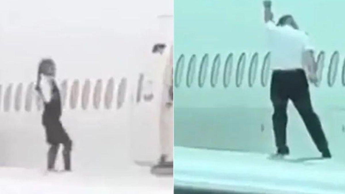 Anggota awak kabin Swiss International Air Lines menghadapi penyelidikan setelah ketahuan menari dan mengambil foto di sayap pesawat Boeing 777.