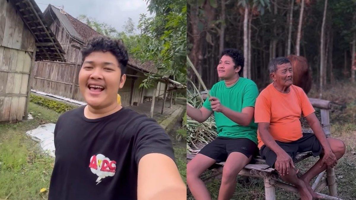 Nopek Novian bersama ayah angkatnya yang seorang petani