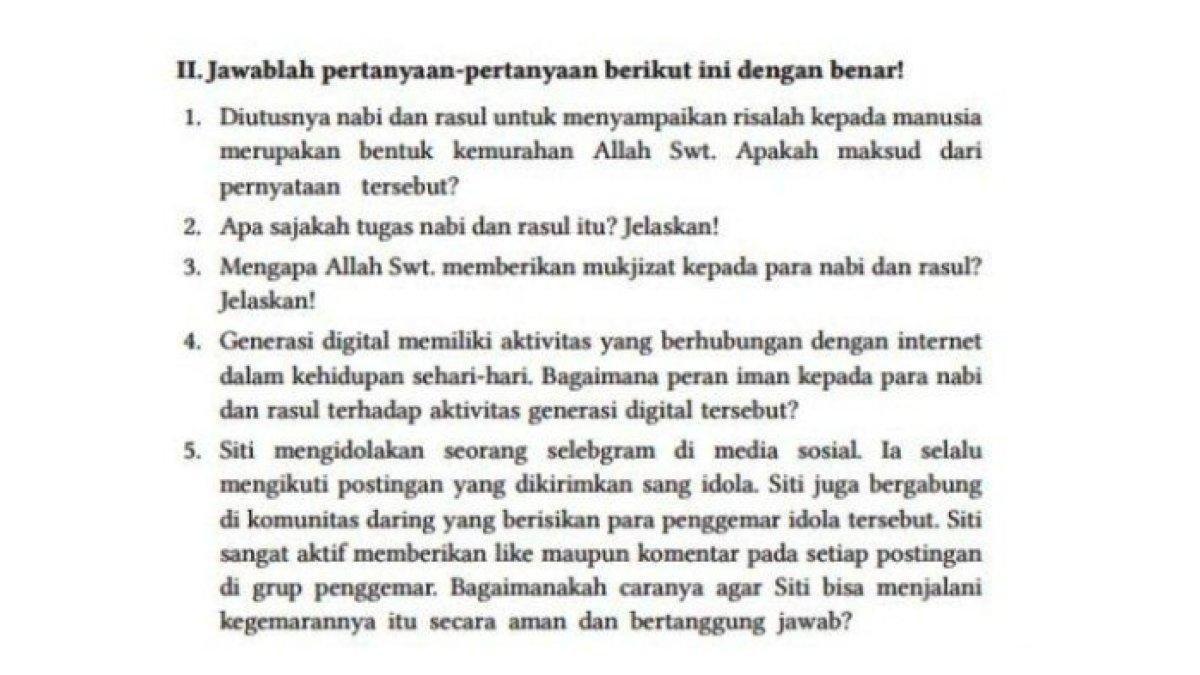 ILUSTRASI KUNCI JAWABAN: Soal PAI kelas 8 Kurikulum Merdeka halaman 190