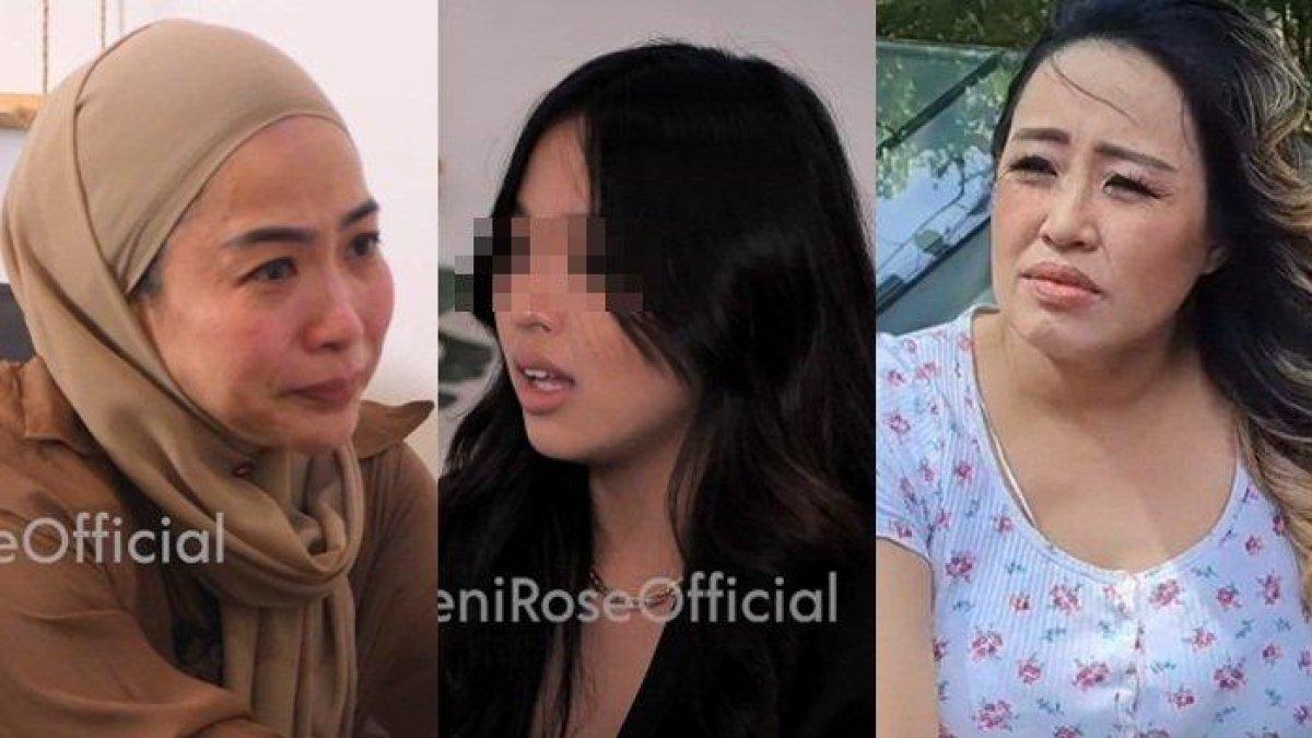 Pecah tangis Feni Rose (kiri) kuatkan MA (tengah) putri Pinkan Mambo (kanan) dilecehkan ayah sambung