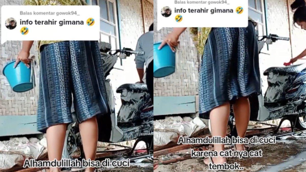 Pemilik motor bersyukur cat di motornya bisa dibersihkan