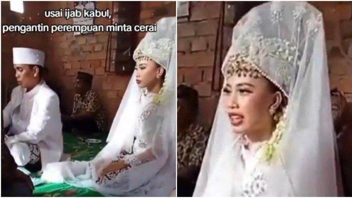 VIRAL VIDEO PERNIKAHAN - Tangkap layar video viral pengantin wanita langsung minta cerai usai ijab kabul. Video diduga terjadi di Desa Betung, Kecamatan Abab, Kabupaten Penukal Abab Lematang Ilir (PALI), Sumatera Selatan.
