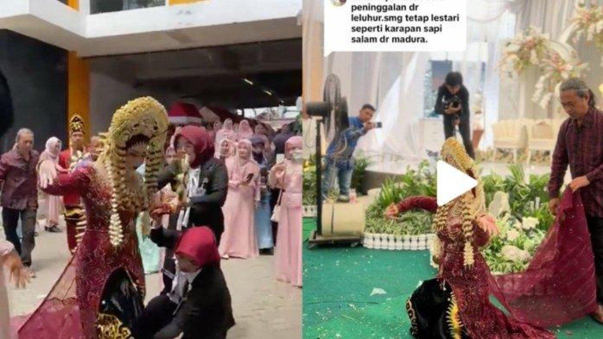 Viral kejadian tak terduga di sebuah resepsi pernikahan, pengantin wanita tiba-tiba menari diduga kesurupan.