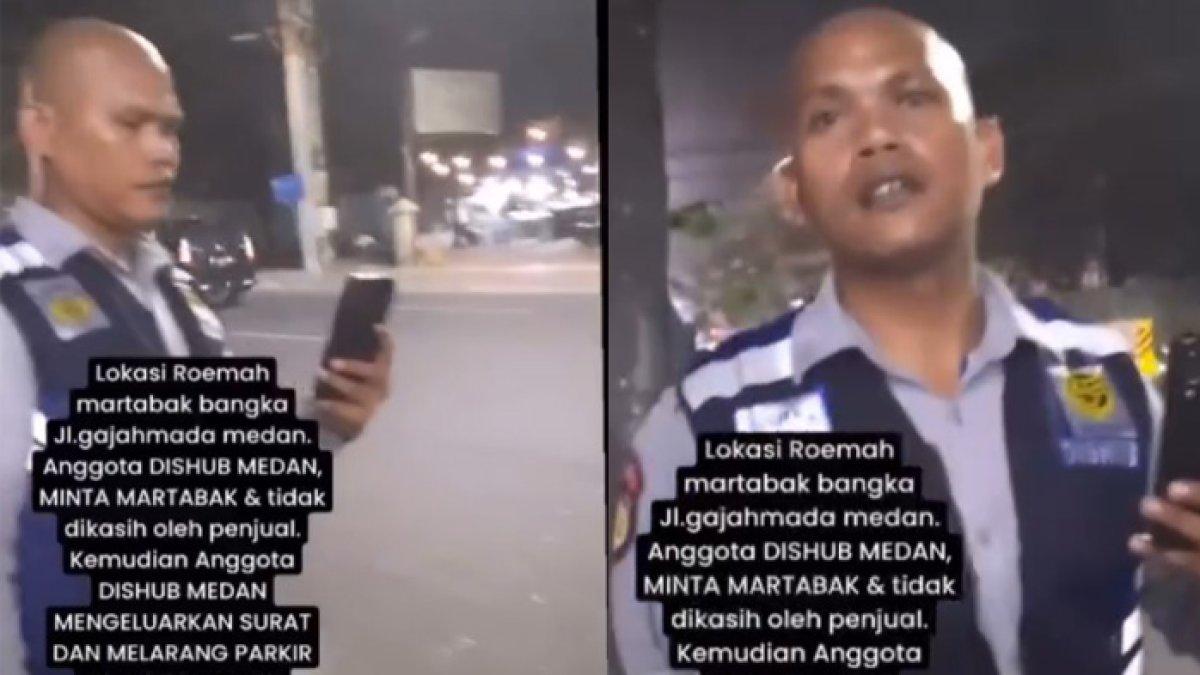 petugas Dishub Medan palak penjual martabak a