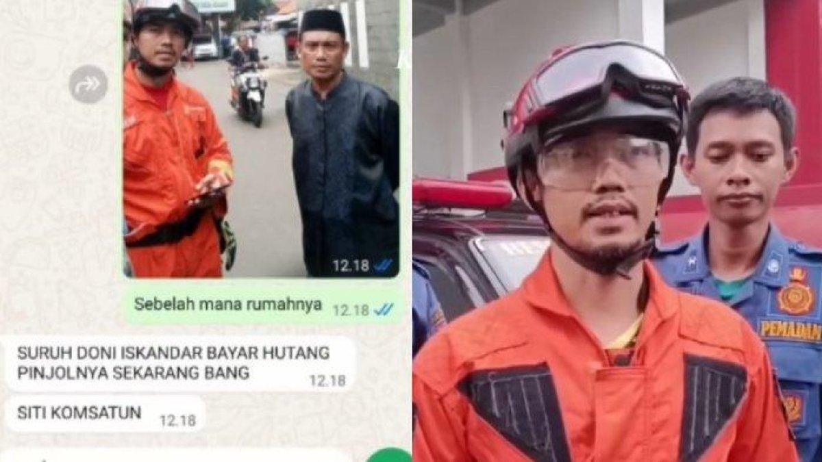DAMKAR DITIPU - Tangkapan layar kolase petugas damkar yang dihubungi untuk evakuasi ular ternyata disuruh tagih utang. Berikut kronologinya.