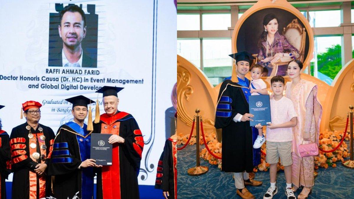 potret penampilan Nagita Slavina saat mendampingi Raffi Ahmad menerima gelar doktor di Thailand