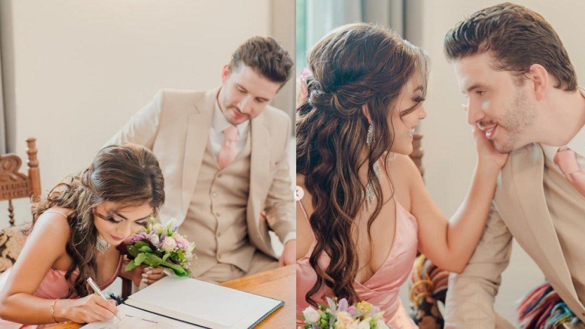 Potret pernikahan Sreejita De dan Michael