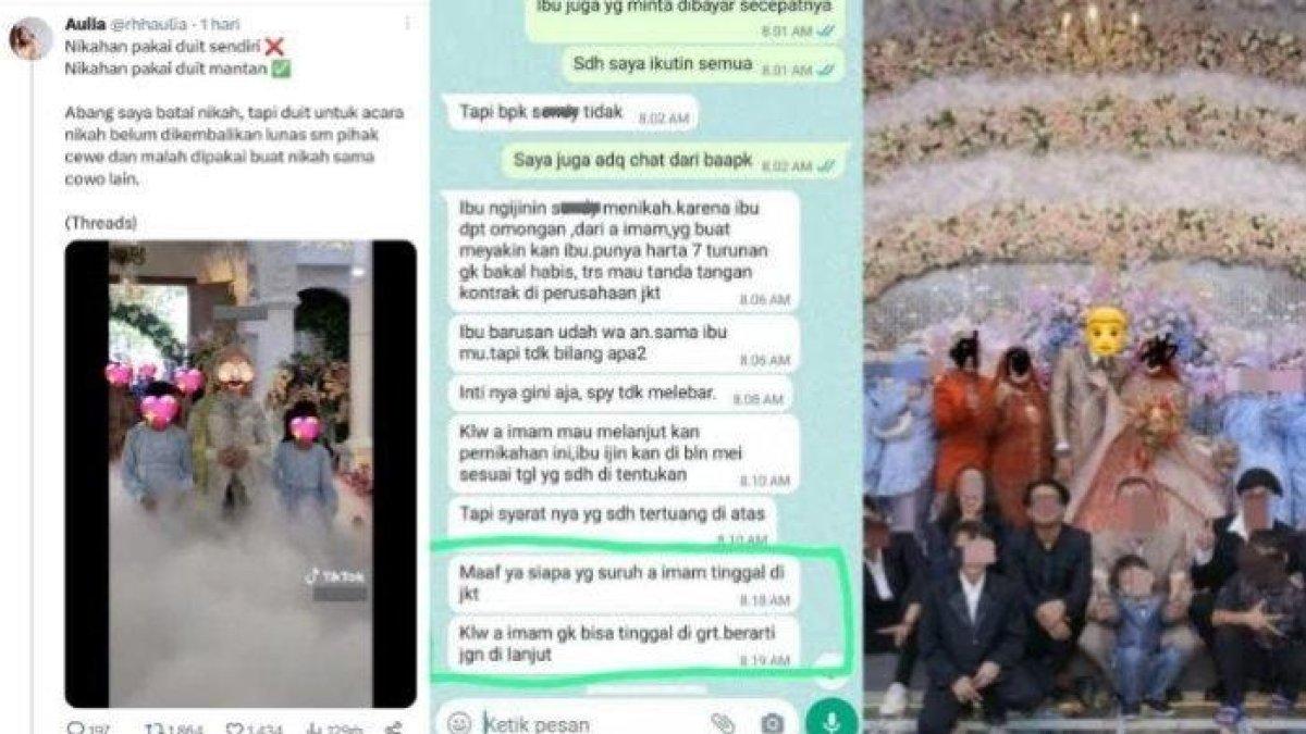 Pria batal nikah dan uang pesta dipakai wanita untuk melangsungkan pernikahan dengan selingkuhannya