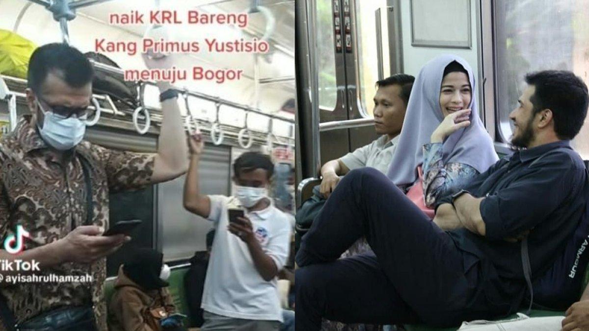 Primus Yustisio naik kereta umum