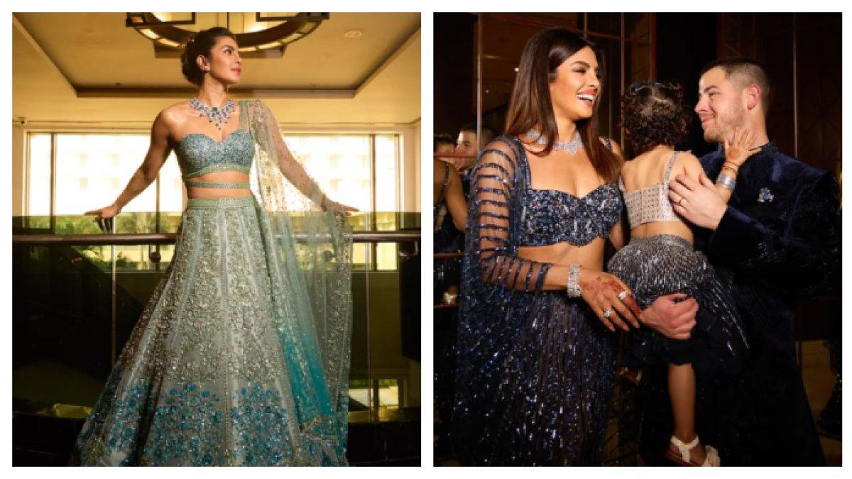 AKSESORIS PRIYANKA CHOPRA - Priyanka Chopra tampak hadiri pernikahan adik lelakinya bersama suami dan anak perempuan. Tampilannya mencuri perhatian, terutama perhiasan yang digunakannya, total 200 karat.