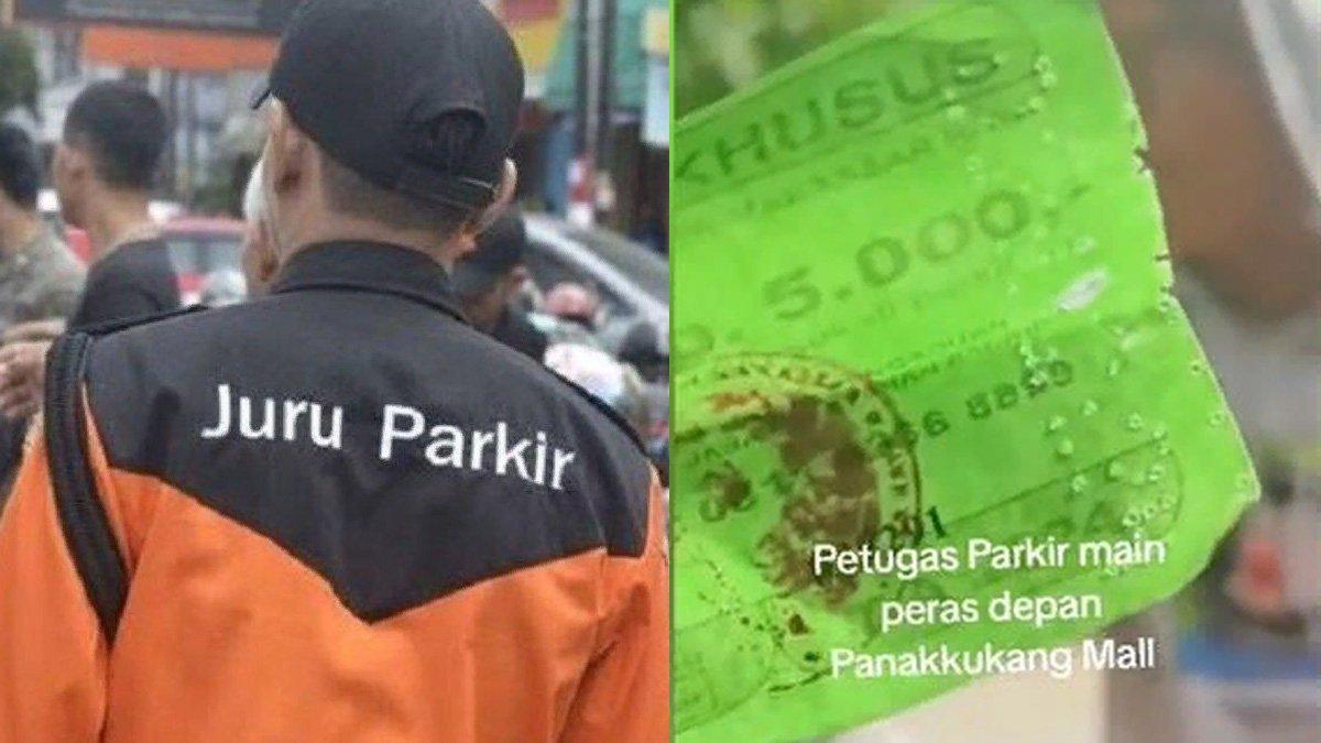 Dugaan aksi pungutan liar yang dilakukan juru parkir di bilangan Jalan Boulevard, Kecamatan Panakkukang, Kota Makassar, Sulsel, Selasa (5/3/2024). 