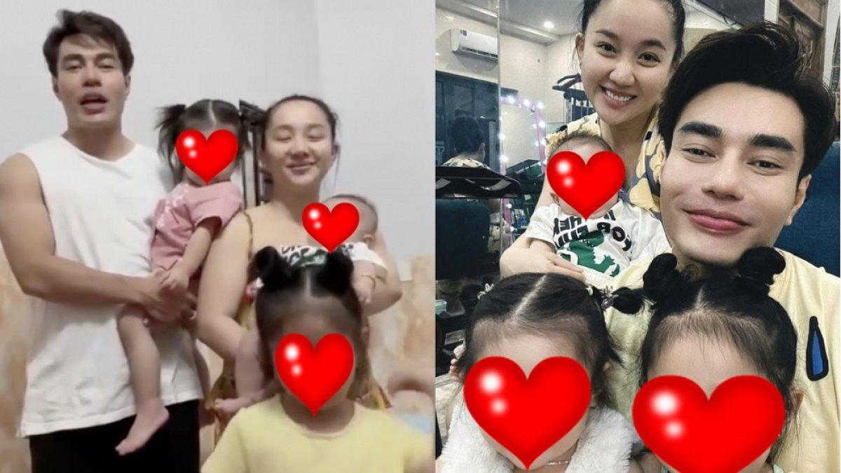 Quynh bersama Bao Lam dan ketiga anak mereka