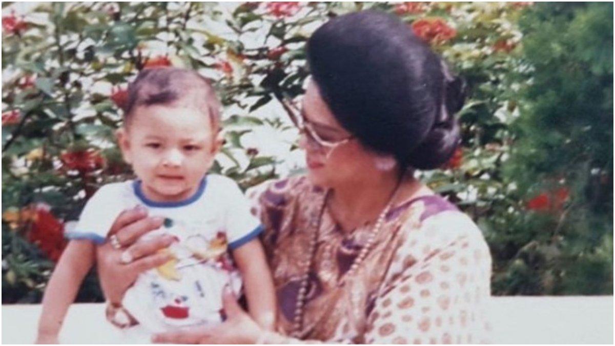 Raffi Ahmad saat digendong oleh Mami Popon.