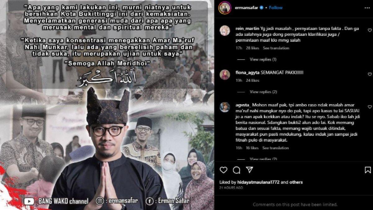 Reaksi Erman Safar terkait pelaporan dirinya