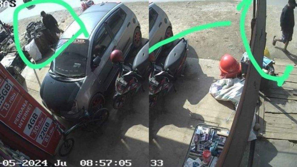 rekaman cctv aksi pencurian uang senilai Rp9 juta di Pomalaa, Kolaka, Sulawesi Tenggara.