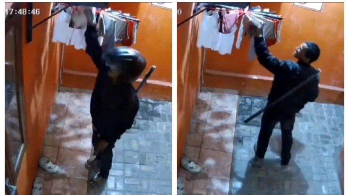 Rekaman CCTV menyorot aksi pencurian pakaian dalam perempuan di Jalan Pisangan Lama, Pulogadung, Jakarta Timur, Kamis (20/7/2023)