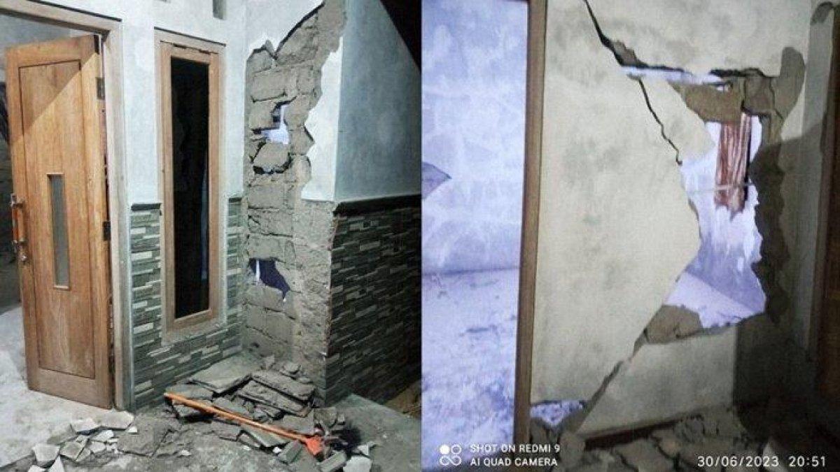 Rumah di Dusun Kuwon Tengah, Pacarejo, Semanu, Gunungkidul Rusak Parah Akibat Gempa di Bantul Jumat (30/6/2023) malam.