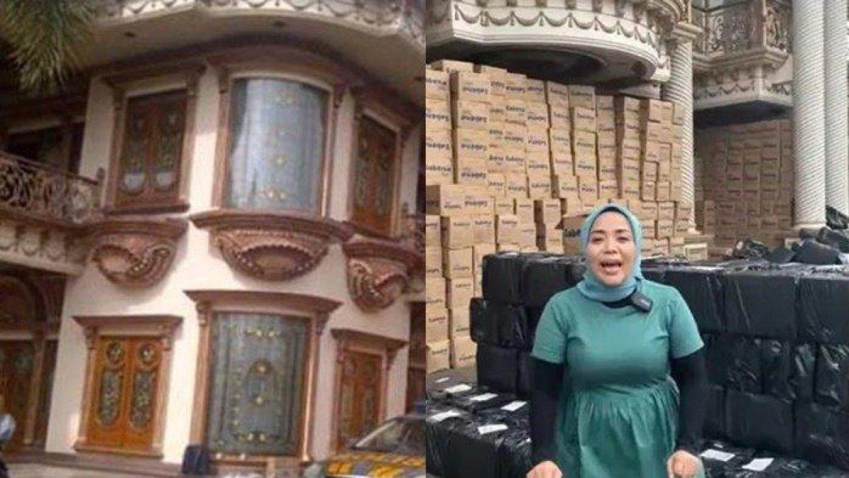 Penampakan rumah mewah Muzdalifah yang kini disulap jadi gudang makanan. sempat ingin menjualkan rumahnya seharga Rp 32 miliar.
