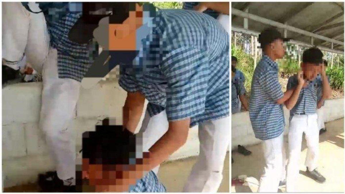 Tangkapan layara tau screenshot aksi bullying atau perundungan siswa SMP Cimanggu, Cilacap, Jawa Tengah.