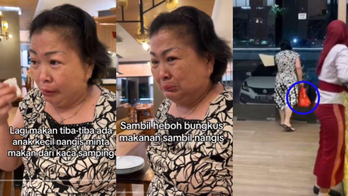 Seorang ibu langsung menangis melihat bocah mewek minta makan dari luar jendela restoran