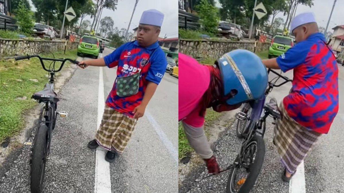 Seorang pria mendapatkan rezeki tak terduga setelah membantu membetulkan sepeda seorang anak yang akan pergi ke masjid