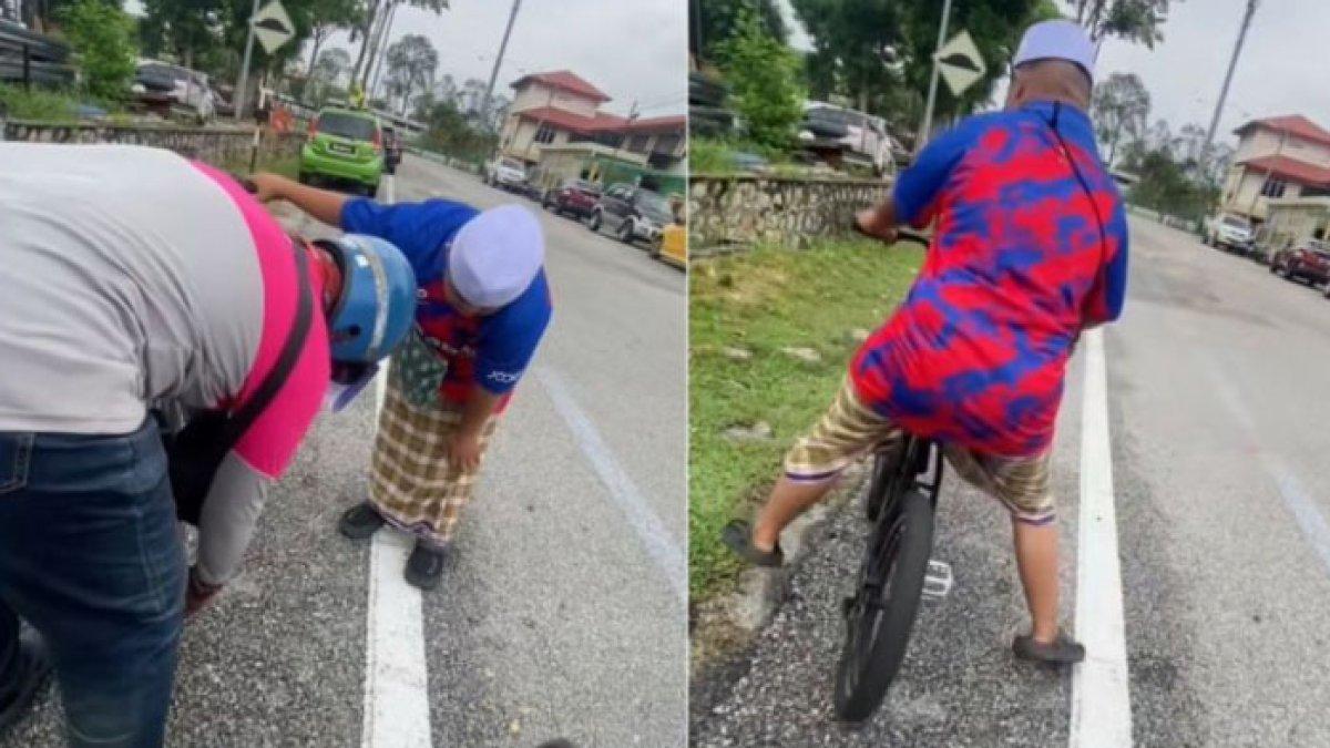 Seorang pria mendapatkan rezeki tak terduga setelah membantu membetulkan sepeda seorang anak yang akan pergi ke masjid