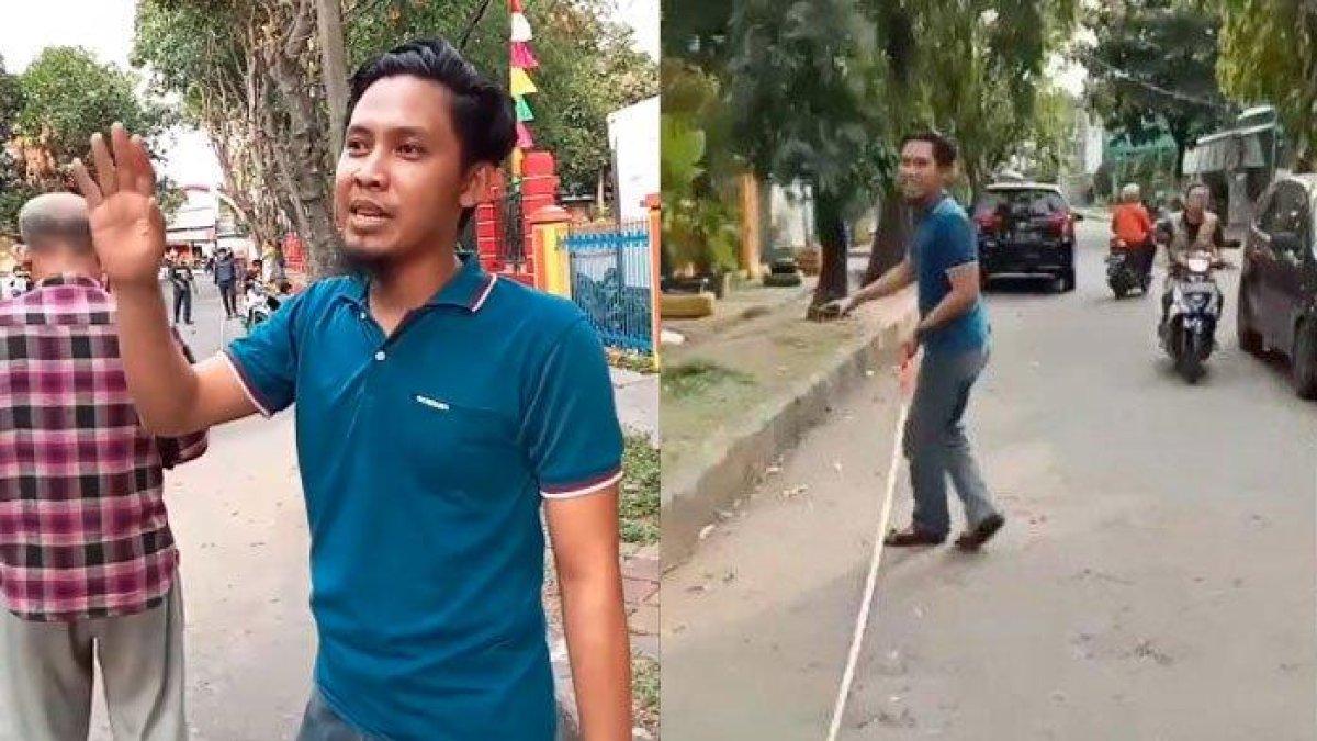 Seorang pria ukur jarak dari rumahnya ke sekolah imbas anak tak diterima PPDB zonasi.