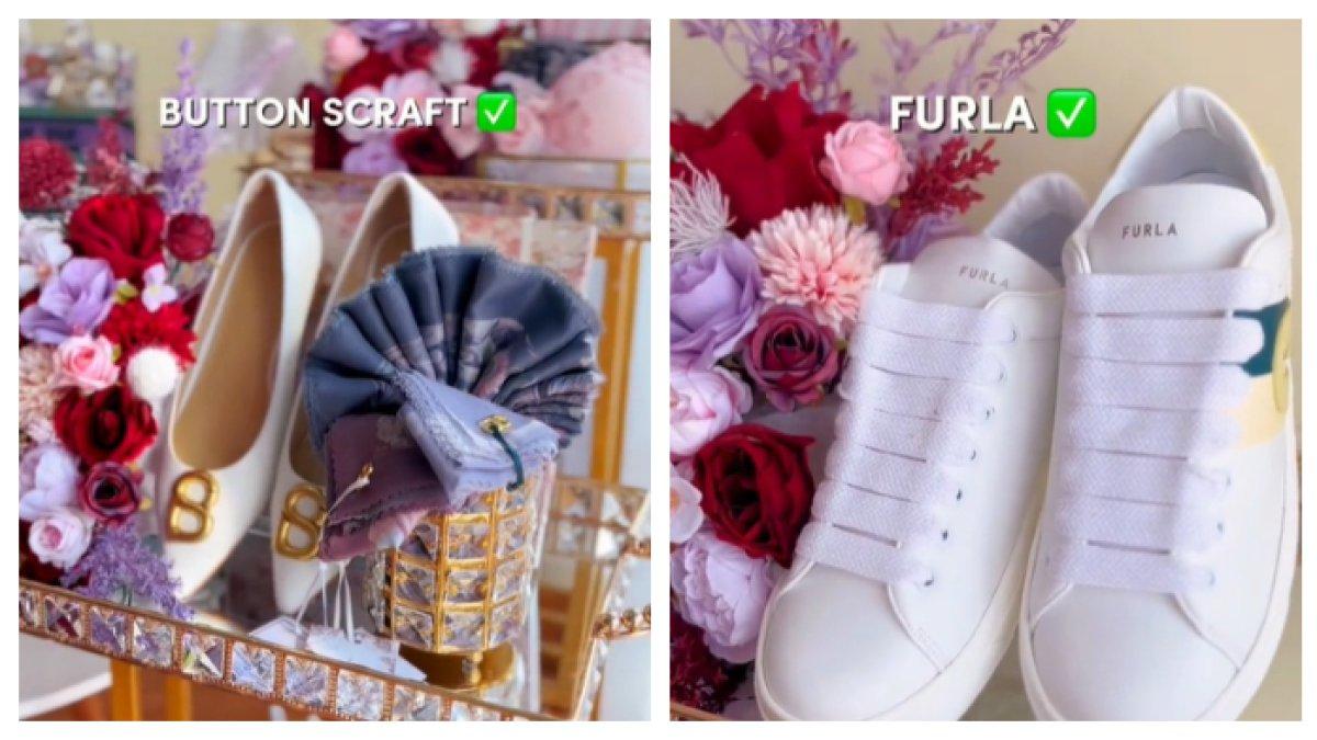 Terdapat tas dari brand Dior, Louis Vuitton, dan parfum dari gucci serta Prada.