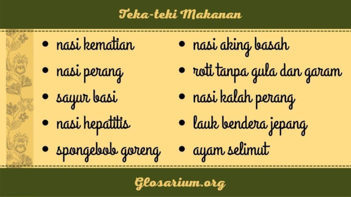 Simak Kumpulan Jawaban Teka Teki Makanan dan Minuman Untuk Mengasah Kreativitas Siswa Baru Masa Pengenalan Lingkungan Sekolah