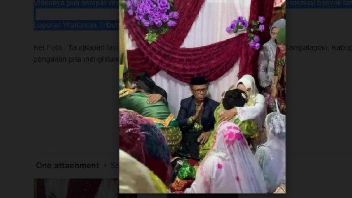 Tangkapan layar pernikahan di Kelurahan Pappang, Kecamatan Campalagian, Kabupaten Polman viral di sosial media lantaran pengantin pria menghilang, Sabtu (15/7/2023) lalu.