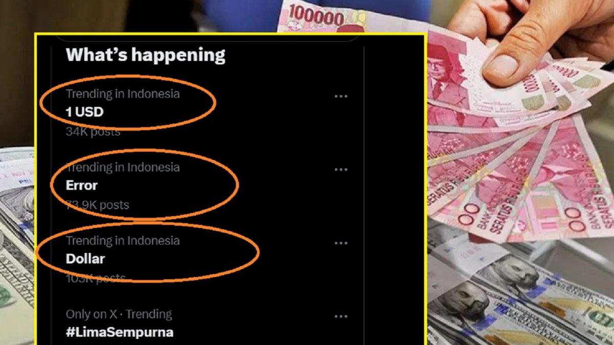 GANJILNYA KURS DOLLAR AS - Trending di Twitter 1 Februari 2025 petang, kurs dollar AS ke rupiah yang sehari sebelumnya di kisaran Rp 16.000 mendadak berubah drastis di kisaran Rp 8.000 per dolar AS.