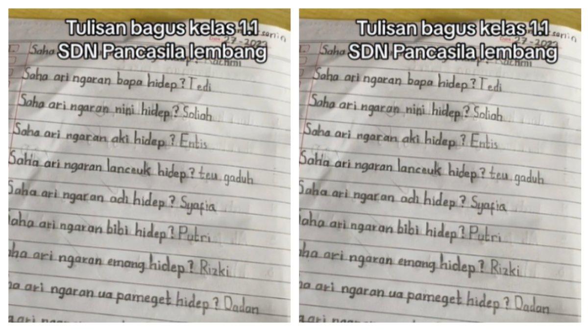 Guru yang takjub dengan tulisan anak didiknya yang super rapi dan bagus banget