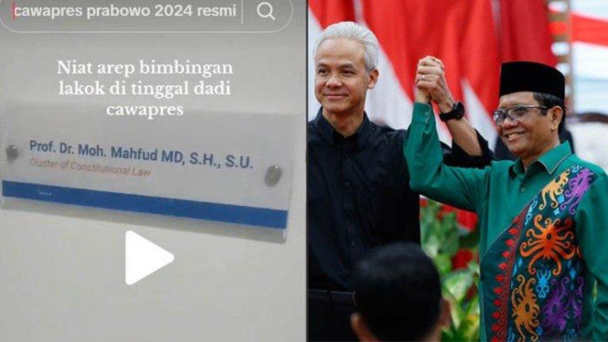 Tangkap layar video yang menampilkan seseorang yang mengaku mahasiswa ingin bimbingan skripsi pada Mahfud MD.