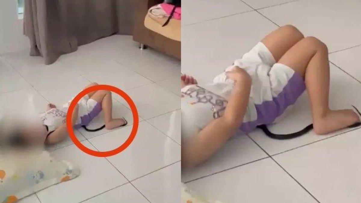 Video yang memperlihatkan seorang balita tetap tenang meski ada ular kobra di bawah tubuhnya, viral di media sosial.