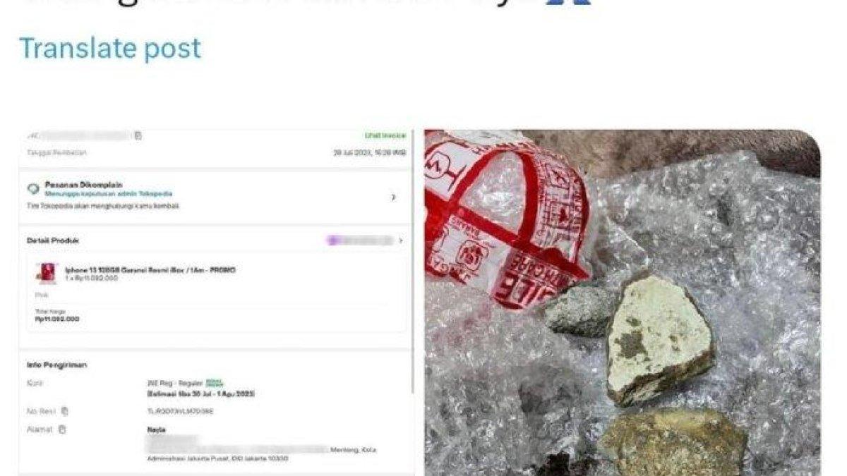 Seorang warganet mengaku membeli iPhone 13 128 GB justru mendapatkan batu dan terancam rugi sebesar Rp 11 juta