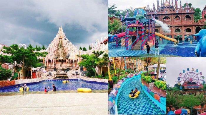Suasana kolam renang Slanik Waterpark di Jalan Raya Karang Anyar, Jati Agung, Lampung Selatan.