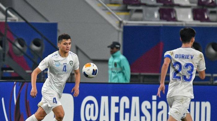 Aksi Abdukodir Khusanov saat memperkuat Uzbekistan di Piala Asia U23 2024.