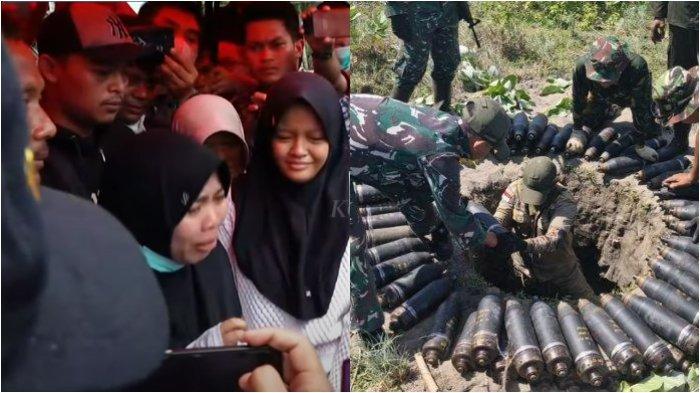 PEMUSNAHAN AMUNISI - (Kanan ke kiri) Para anak korban ledakan pemusnahan amunisi di Garut, Selasa (13/5/2025). Foto diduga sumur tempat pemusnahan amunisi di Desa Sagara, Kecamatan Cibalong, Garut, Senin (12/5/2025).