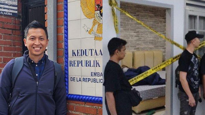 DIPLOMAT KEMENLU TEWAS - Foto Arya Daru Pangayunan semasa hidup (kiri). Polisi melakukan oleh TKP di kos Daru di kawasan Menteng, Jakarta Pusat, Selasa (8/7/2025). Daru, yang merupakan Diplomat Muda Kemenlu, ditemukan tewas di indekosnya pada Selasa pagi, dalam kondisi kepala dilakban.
Pada Senin (7/7/2025) malam sebelum tewas, Daru sempat melakukan panggilan telepon dengan sang istri. Panggilan itu merupakan komunikasi terakhir Daru dengan istrinya.