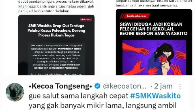 BONGKAR KASUS PELECEHAN VIRAL DI MEDSOS - Aksi protes damai para pelajar SMK Waskito yang viral di media sosial sebagai bentuk dukungan terhadap korban pelecehan seksual.