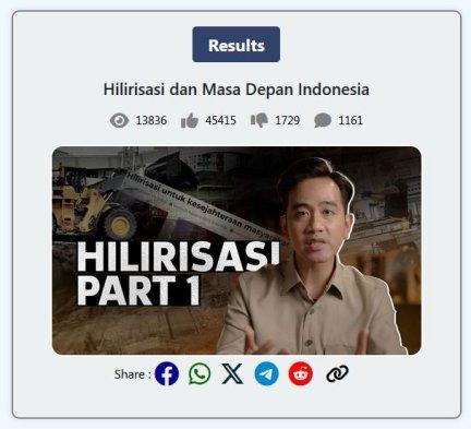 JUMLAH DISLIKE - Contoh hasil tampilan situs Hamphy.com untuk melihat jumlah dislike sebuah video YouTube, Sabtu (26/4/2025). Selain jumlah dislike, akan muncul juga data lainnya yaitu jumlah penonton, jumlah like, dan jumlah komentar.