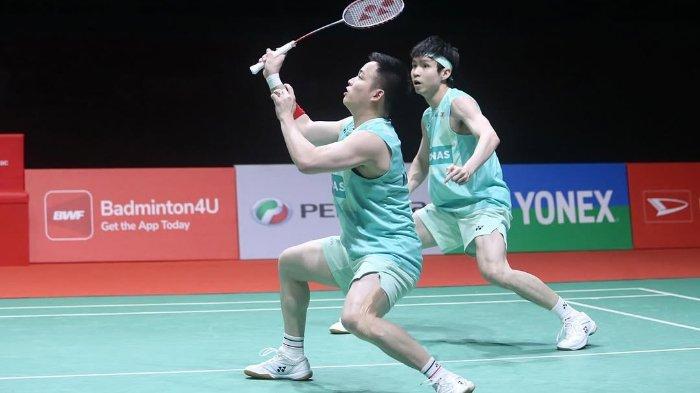 CHIA/SOH SEMIFINAL - Ganda putra Malaysia, Aaron Chia/Soh Wooi Yik ketika bertanding lawan Kim Astrup/Anders Rasmussen (Denmark) dalam semifinal Malaysia Masters 2025 di Axiata Arena, pada 24 Mei 2025. (Dok. BAM)