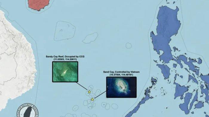 DIKLAIM CHINA - Letak pulau terumbu karang Sandy Cay