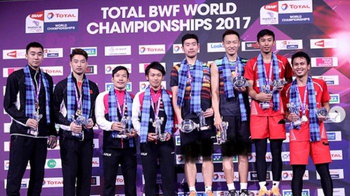 DUET RIAN/AHSAN - Rian Agung Saputro saat berpasangan dengan Mohammad Ahsan di Kejuaraan Dunia BWF 2017.