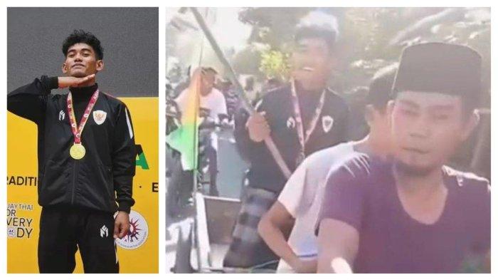 Dimas Lukito Wardhana (23) berhasil meraih medali emas di kategori Muay Boran dalam Asian Muaythai Championship 2025 di Thai Nguyen, Vietnam, mengalahkan atlet tuan rumah. Kepulangannya hanya diarak menggunakan gerobak yang ditarik sepeda motor.