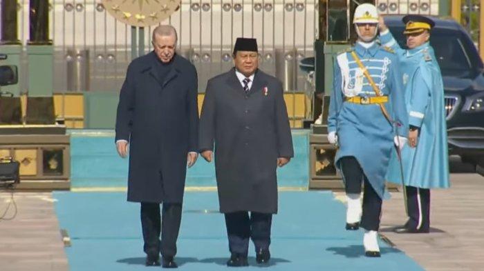 ERDOGAN SAMBUT PRABOWO - Presiden Prabowo Subianto mengunjungi Istana Kepresidenan Turkiye di Ankara, pada Kamis, (10/4/2025).