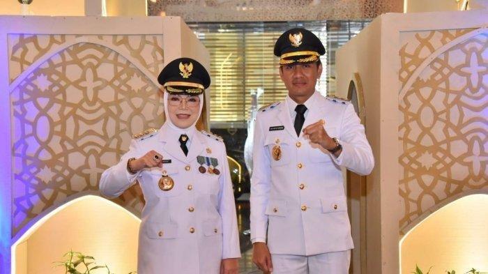 PEMIMPIN SUKOHARJO - Etik Suryani dan Eko Sapto Purnomo saat dilantik sebagai Bupati dan Wakil Bupati Sukoharjo 2025 oleh Presiden Prabowo Subianto di Istana Kepresidenan Jakarta, Kamis (20/2/2025).