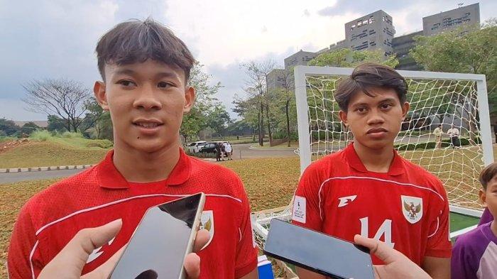 DUA PEMAIN TIMNAS U-17 - Dua Pemain Timnas U-17, Fabio Azka (kanan) bersama dengan Zahaby Gholy saat diwawancarai usai mengikuti peluncuran program Garuda Academy di Mandiri University, Daan Mogot, Jakarta, Selasa (6/5/2025). Tribunnews/Abdul Majid 
